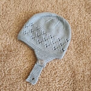Handknitted Baby Boy Helmet Style Hat Newborn
